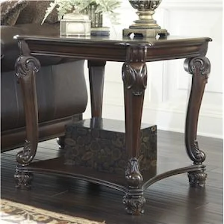 Traditional Square End Table with Cabriole Legs